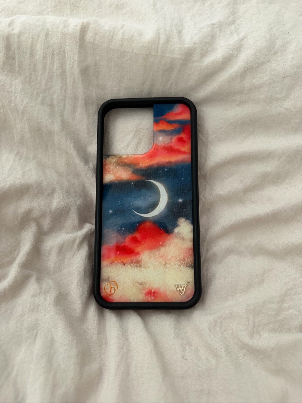 Wildflowers Moon and Clouds Phone Case in Blue, Red, White